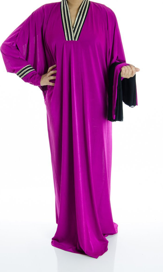 Sweet collar embroidery Jersey Abaya Kabayare