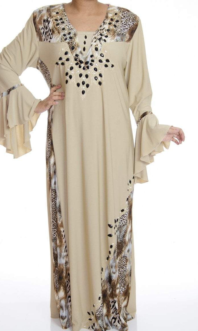 Tan Bejeweled dress Kabayare