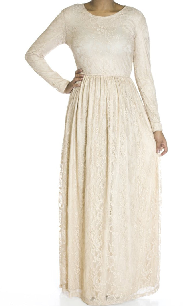 Tan Floral lace dress Kabayare
