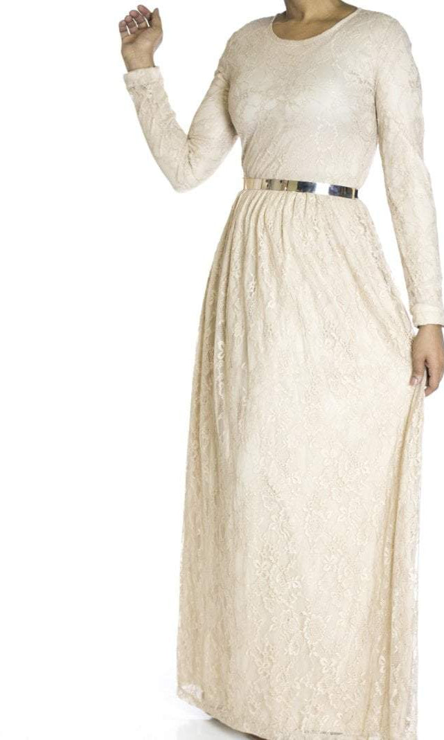 Tan Floral lace dress Kabayare
