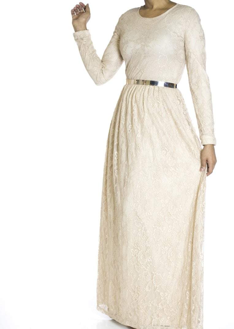 Tan Floral lace dress Kabayare
