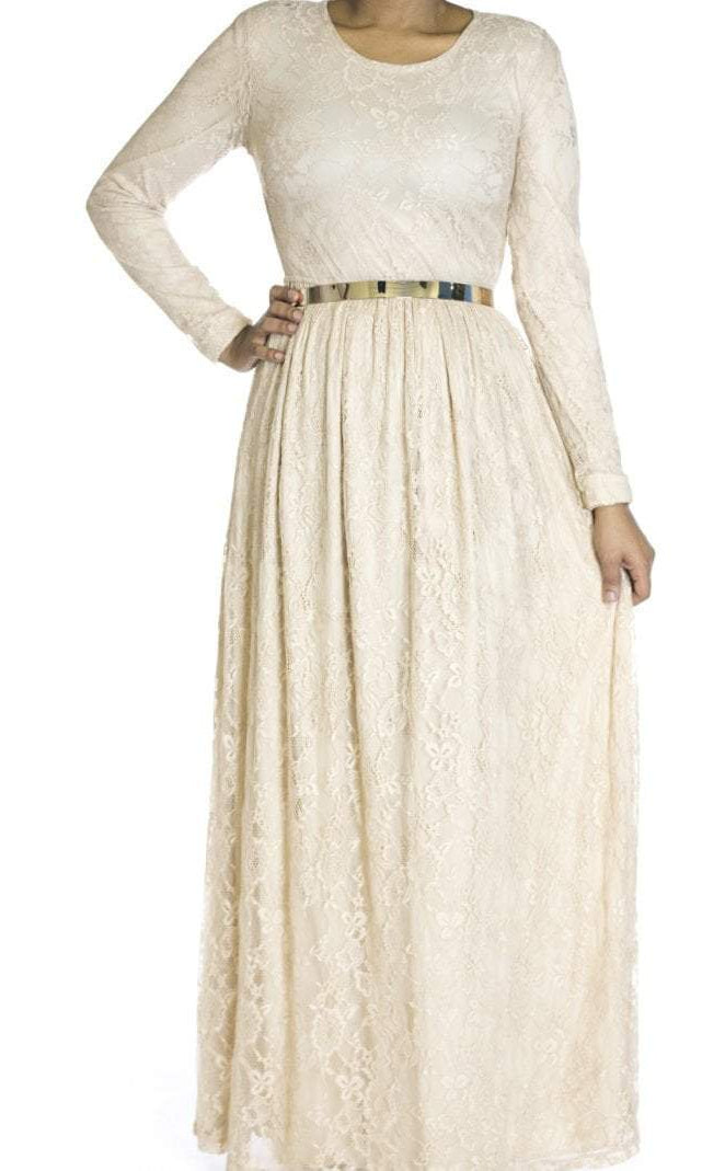 Tan Floral lace dress Kabayare
