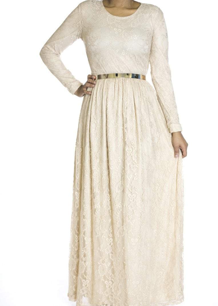 Tan Floral lace dress Kabayare