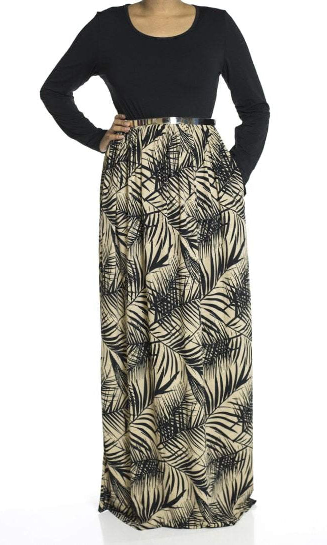 Tan Palms maxi dress Kabayare