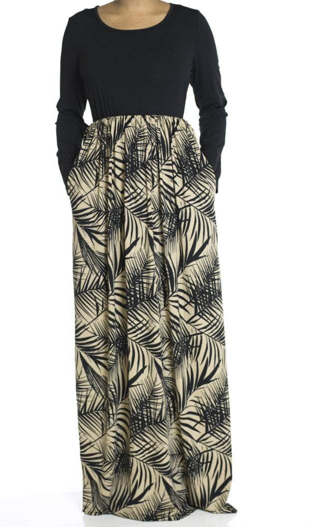 Tan Palms maxi dress Kabayare