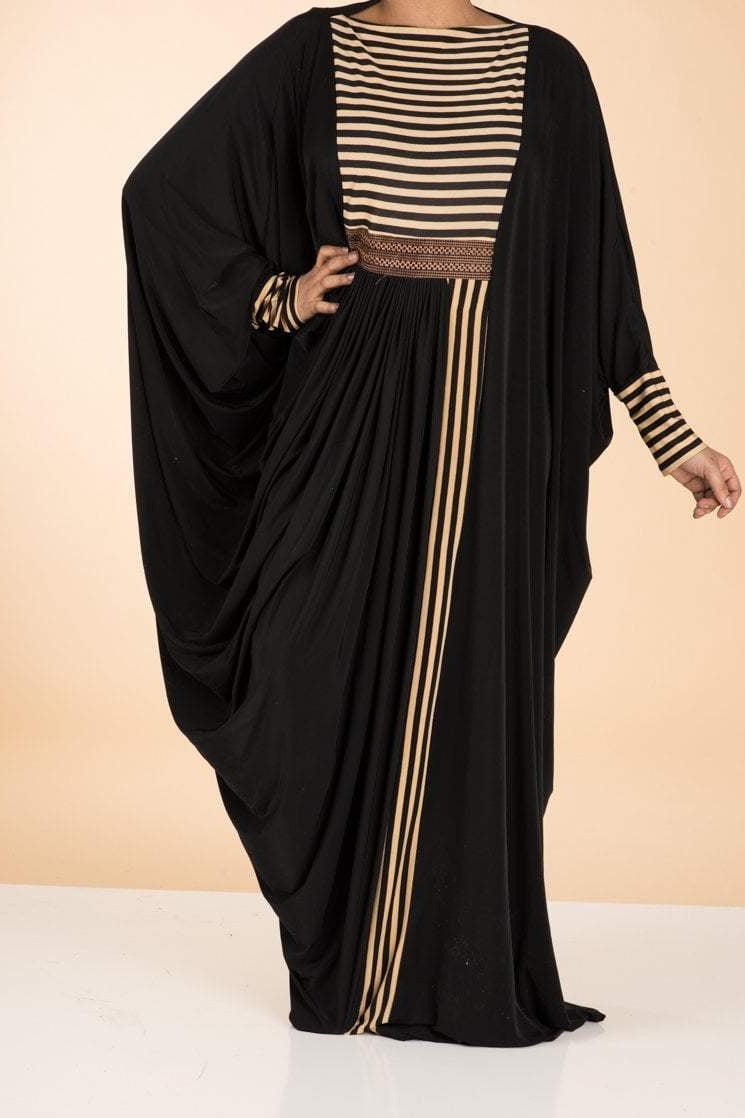 Tan stripe Butterfly Abaya Kabayare