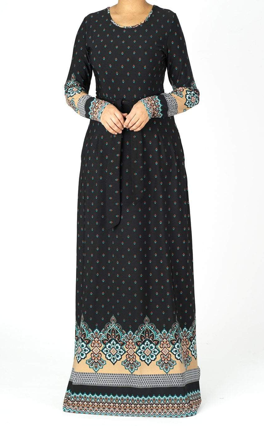 Tapestry boho print maxi dress Kabayare