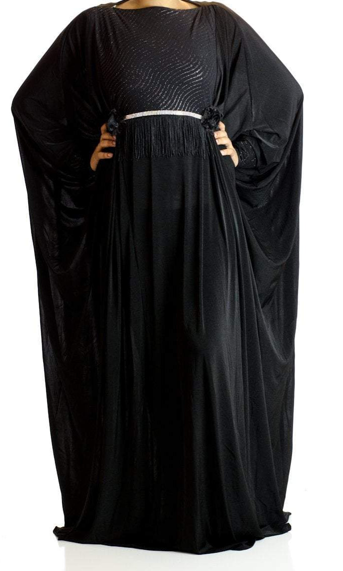 Tassel Butterfly Jersey Abaya Kabayare