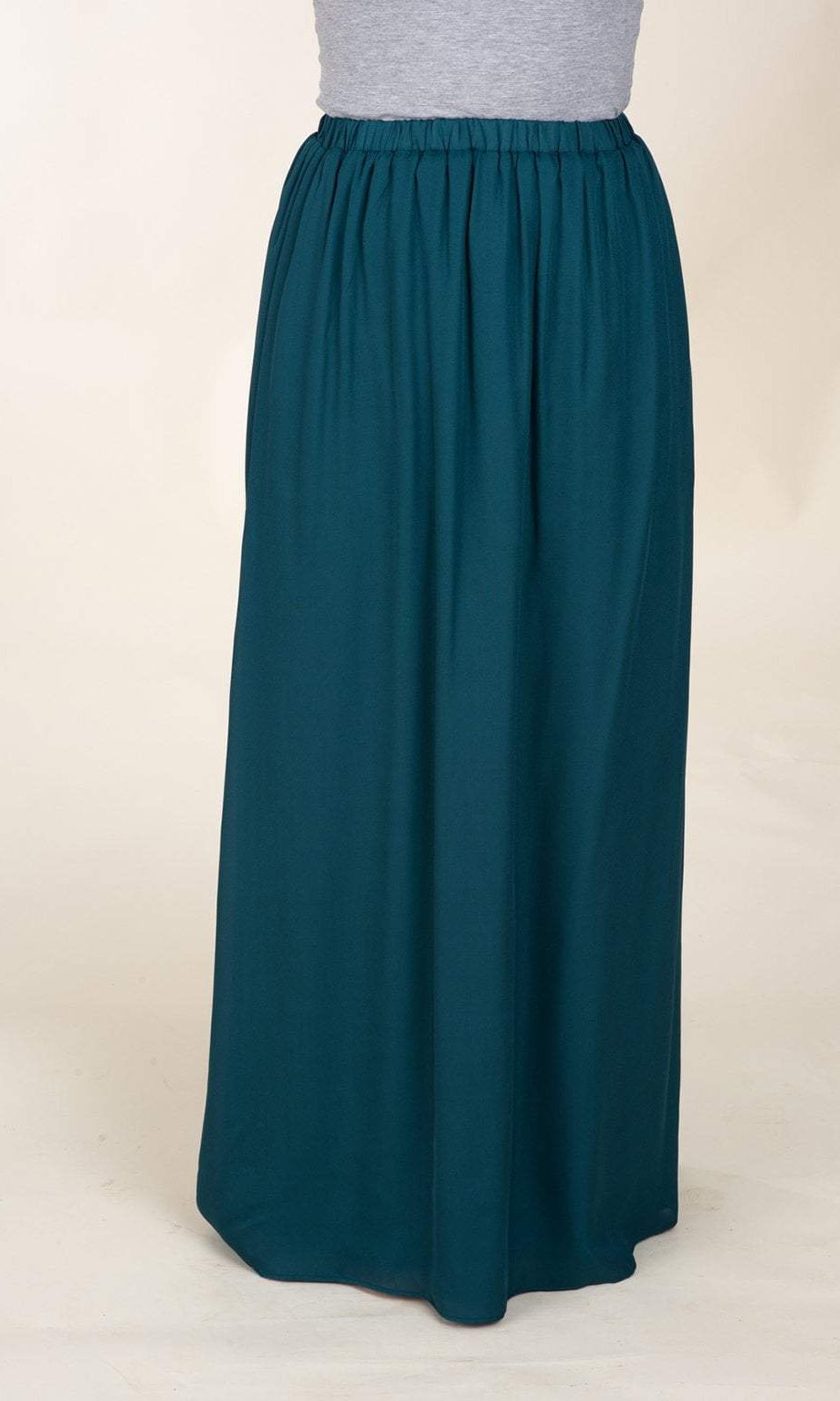 Teal Basic Crepe Maxi Skirt Kabayare