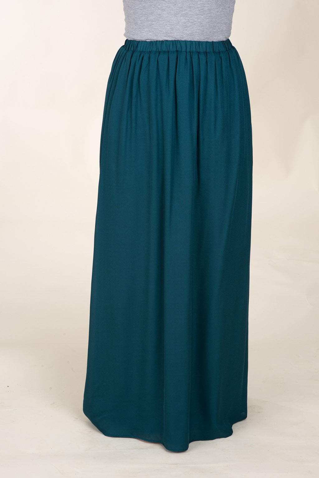 Teal Basic Crepe Maxi Skirt Kabayare