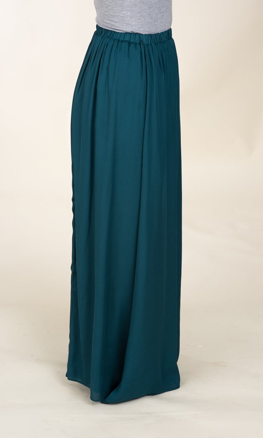 Teal Basic Crepe Maxi Skirt Kabayare