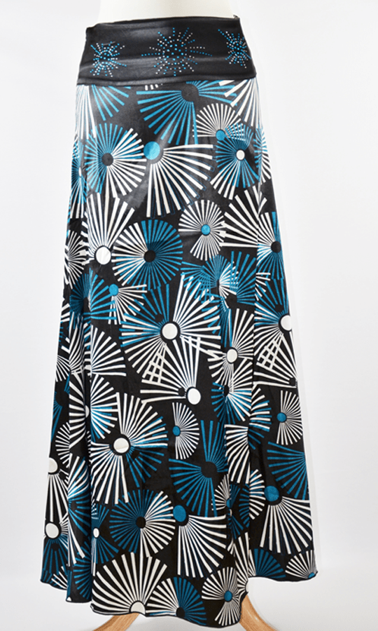 Teal Fireworks Silk Skirt Kabayare
