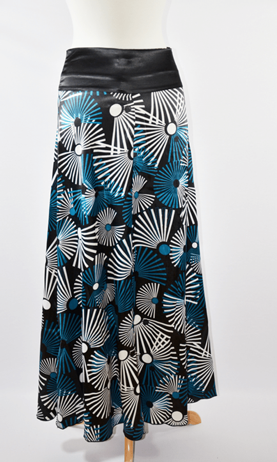 Teal Fireworks Silk Skirt Kabayare