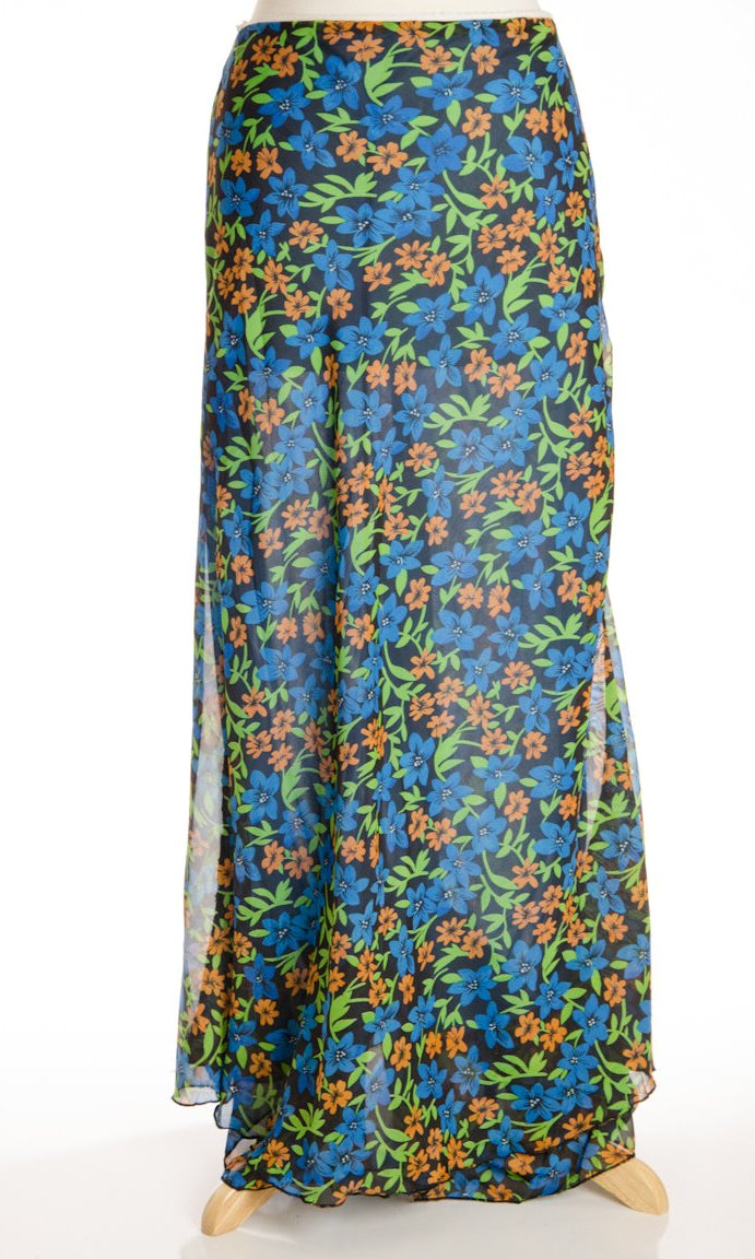 Teal flower Buds Skirt Kabayare