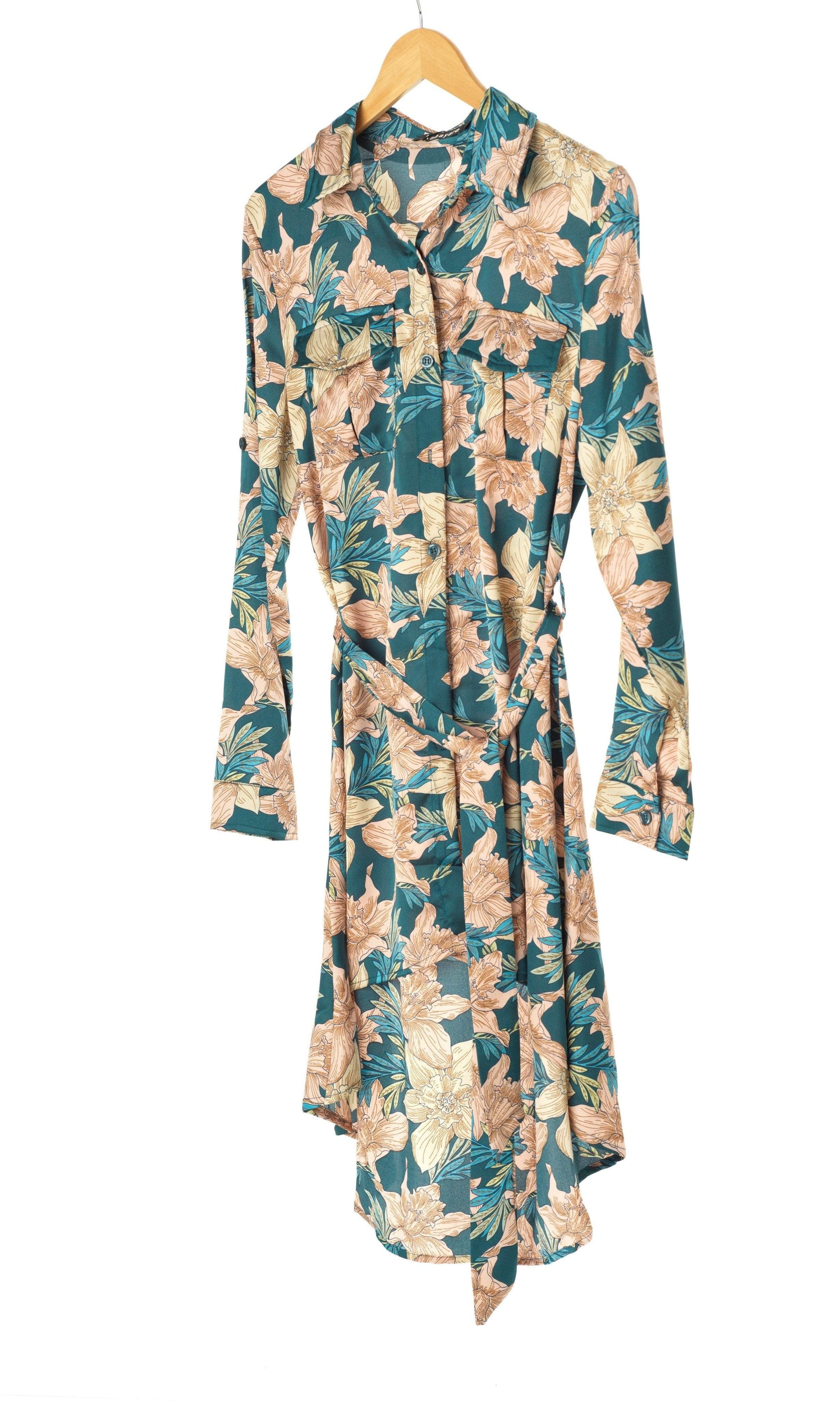 Teal Green PRINT HIGH-LOW TUNIC Kabayare