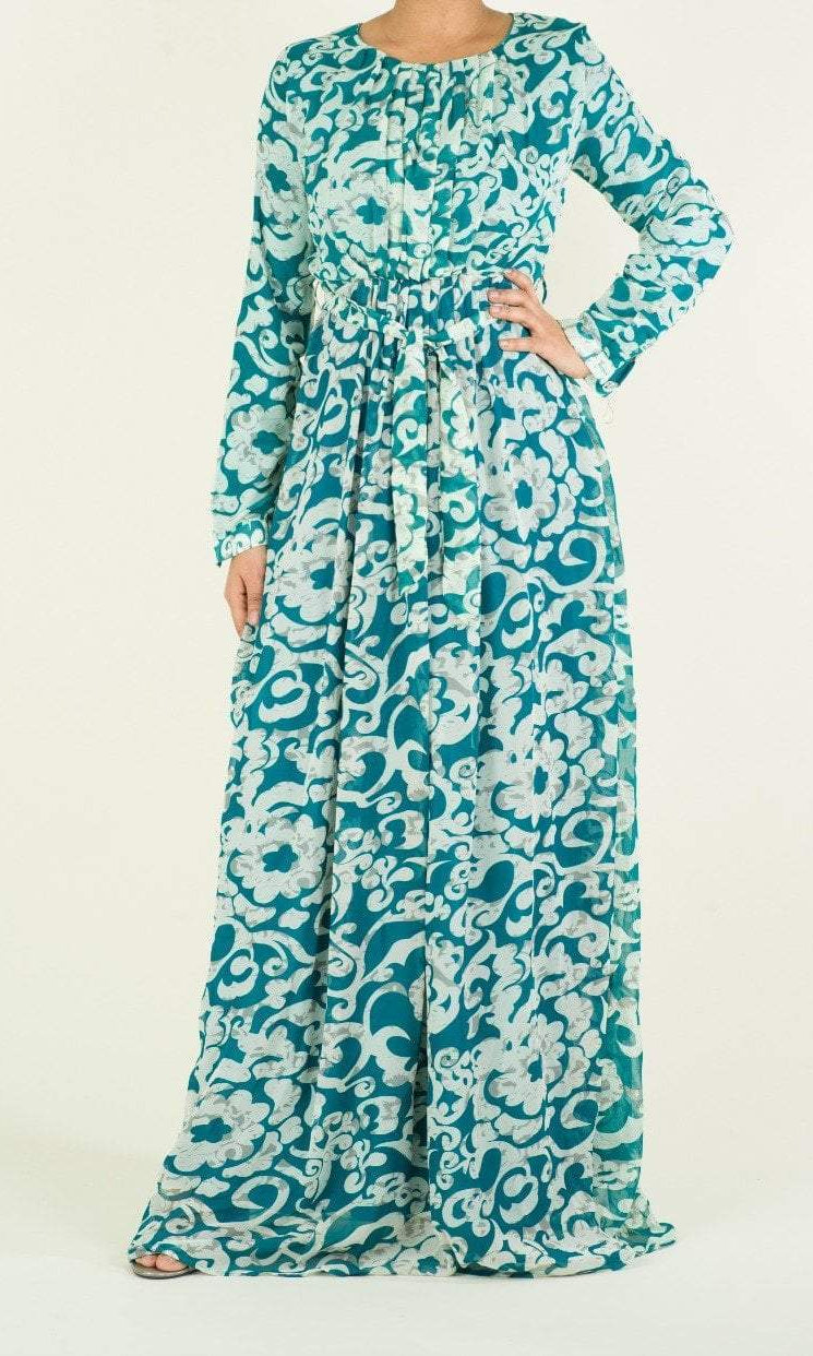Teal Henna CHIFFON dress Kabayare