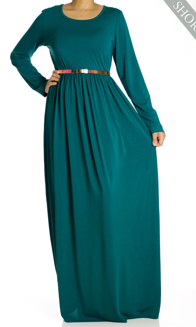 Teal Milk Silk Maxi Dress (Short Length) Kabayare