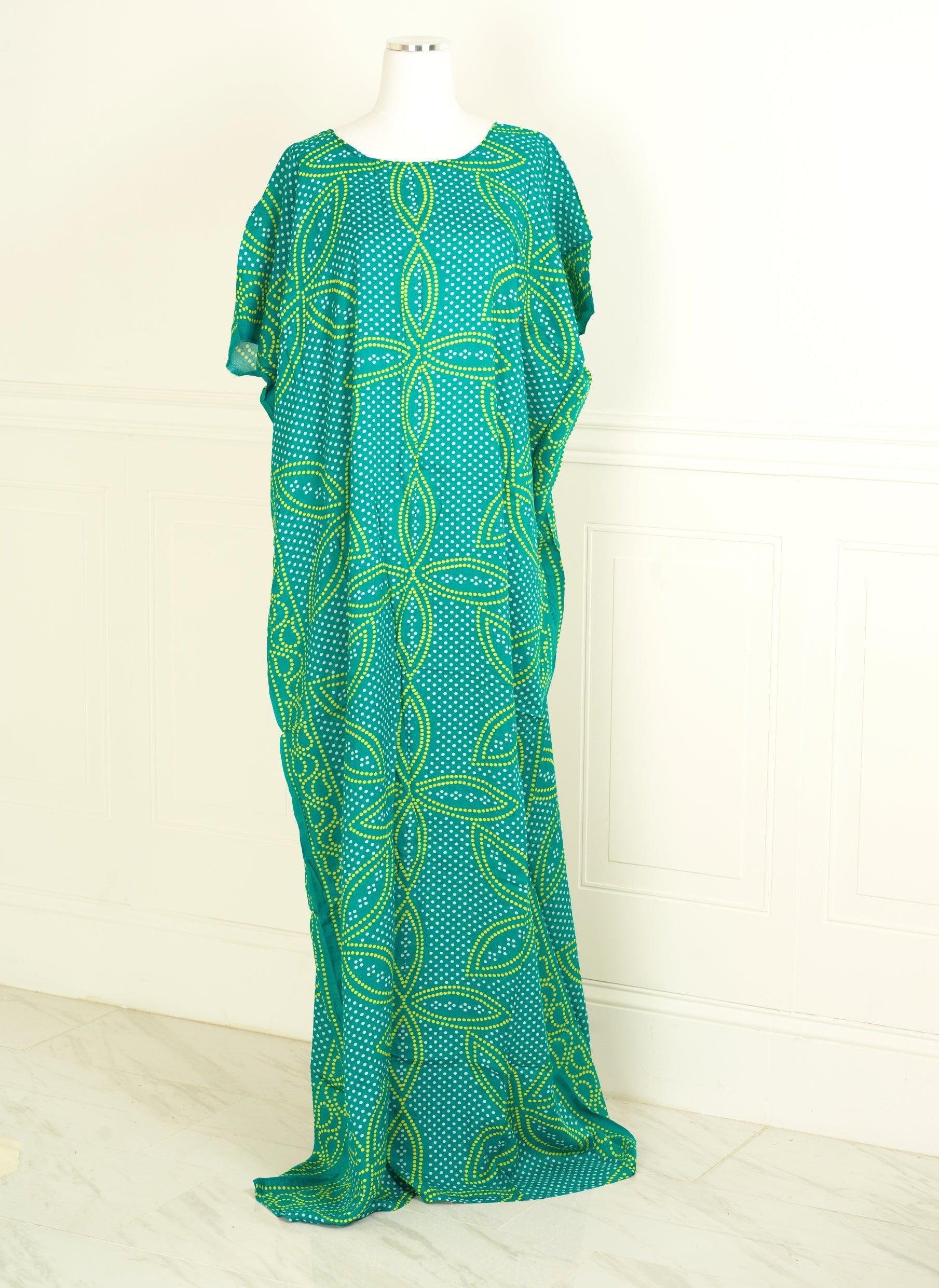 Teal Sash print bati dress KF
