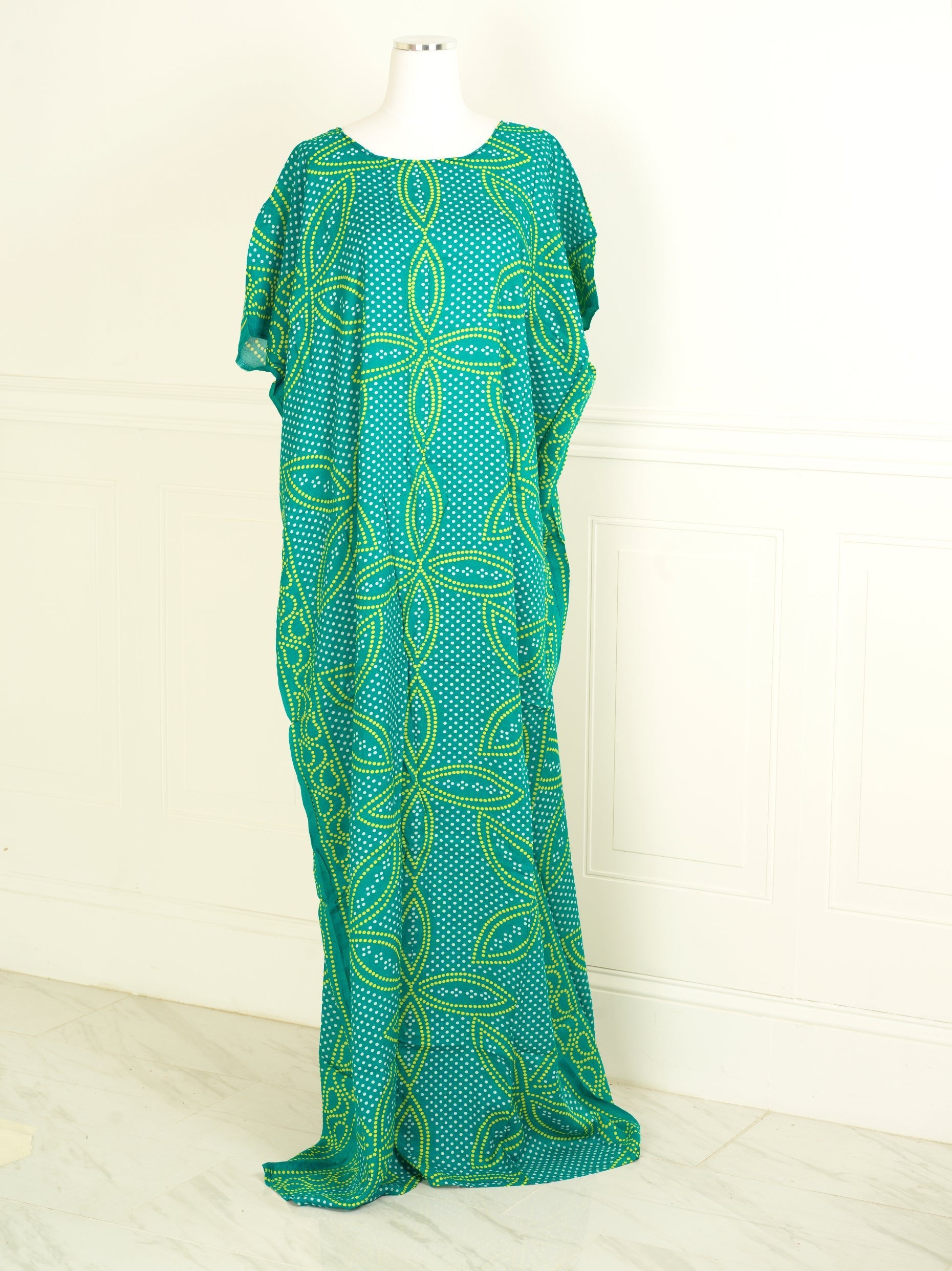 Teal Sash print bati dress KF