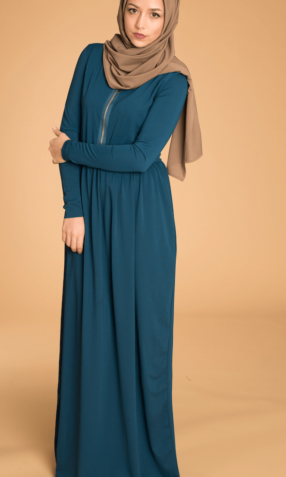 Teal zipper front Maxi Dress Kabayare