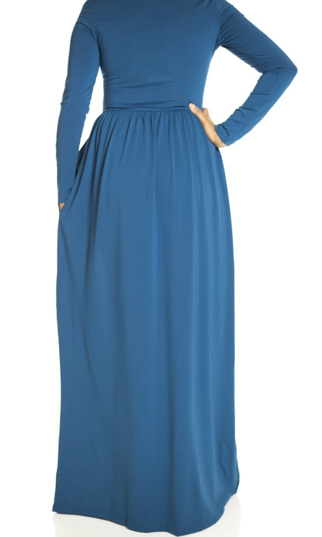 Teal zipper front Maxi Dress Kabayare