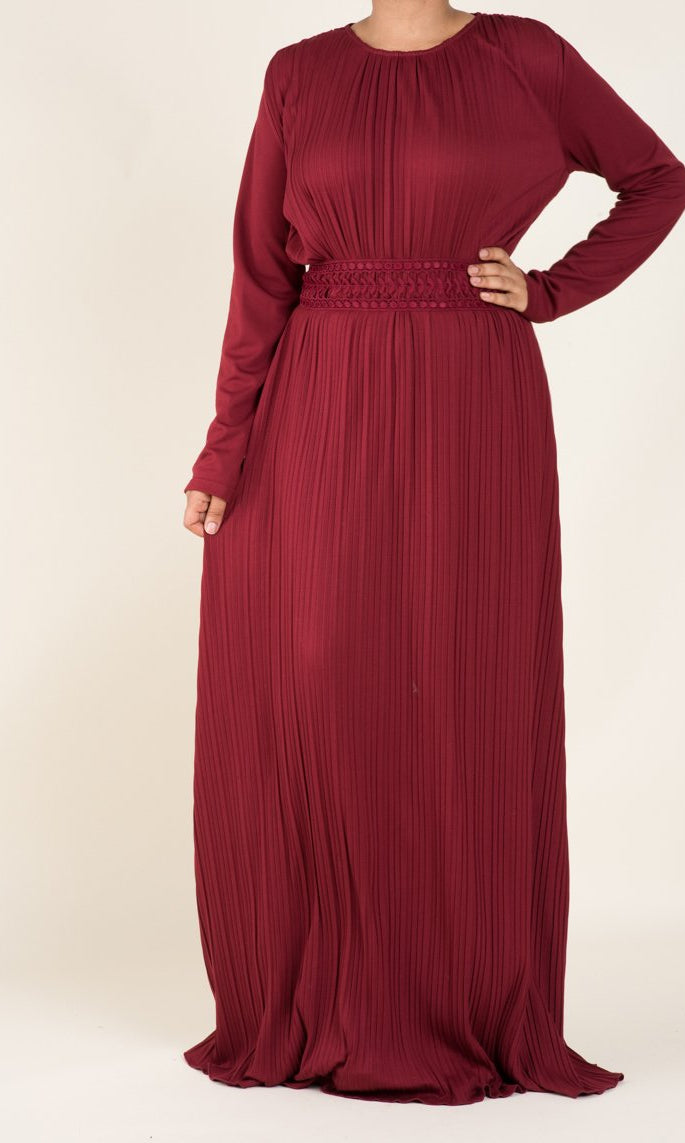 The Jersey Maroon Pleats dress Kabayare