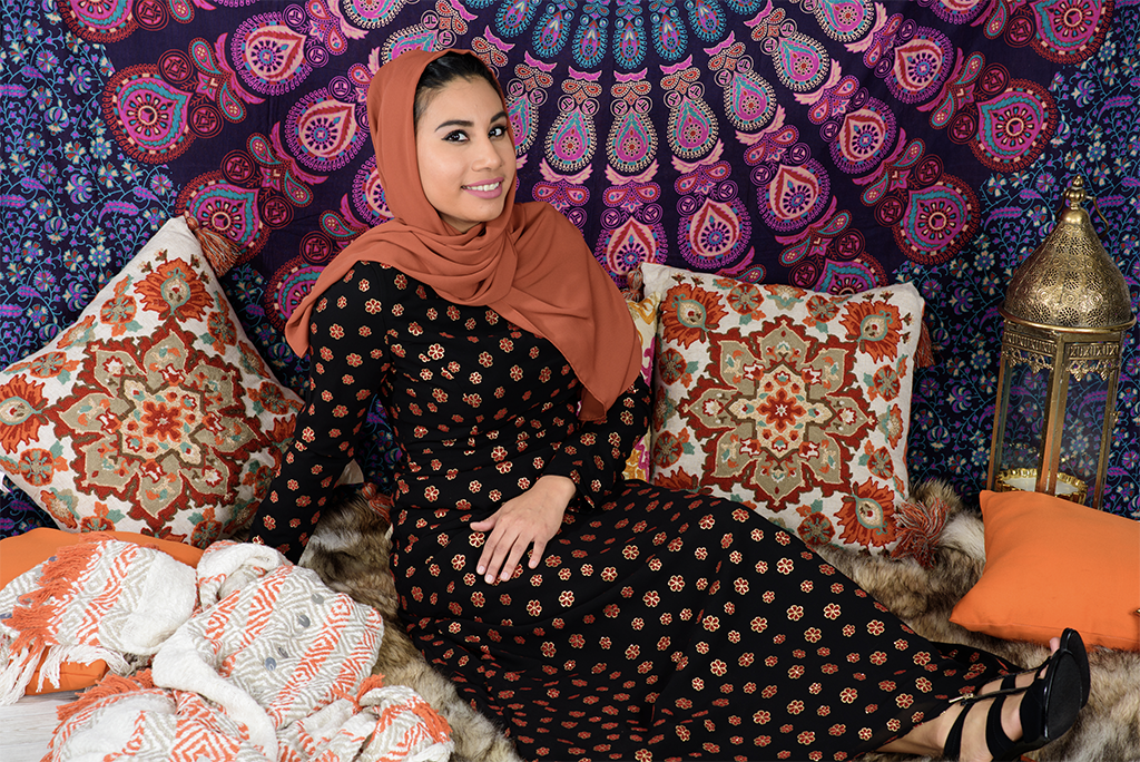 The Red Flower Chiffon Dress Kabayare