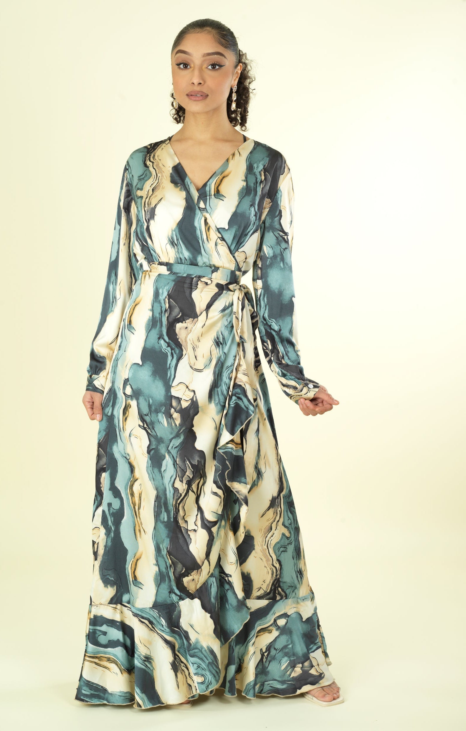 The waterfall satin wrapped maxi dress Kabayare