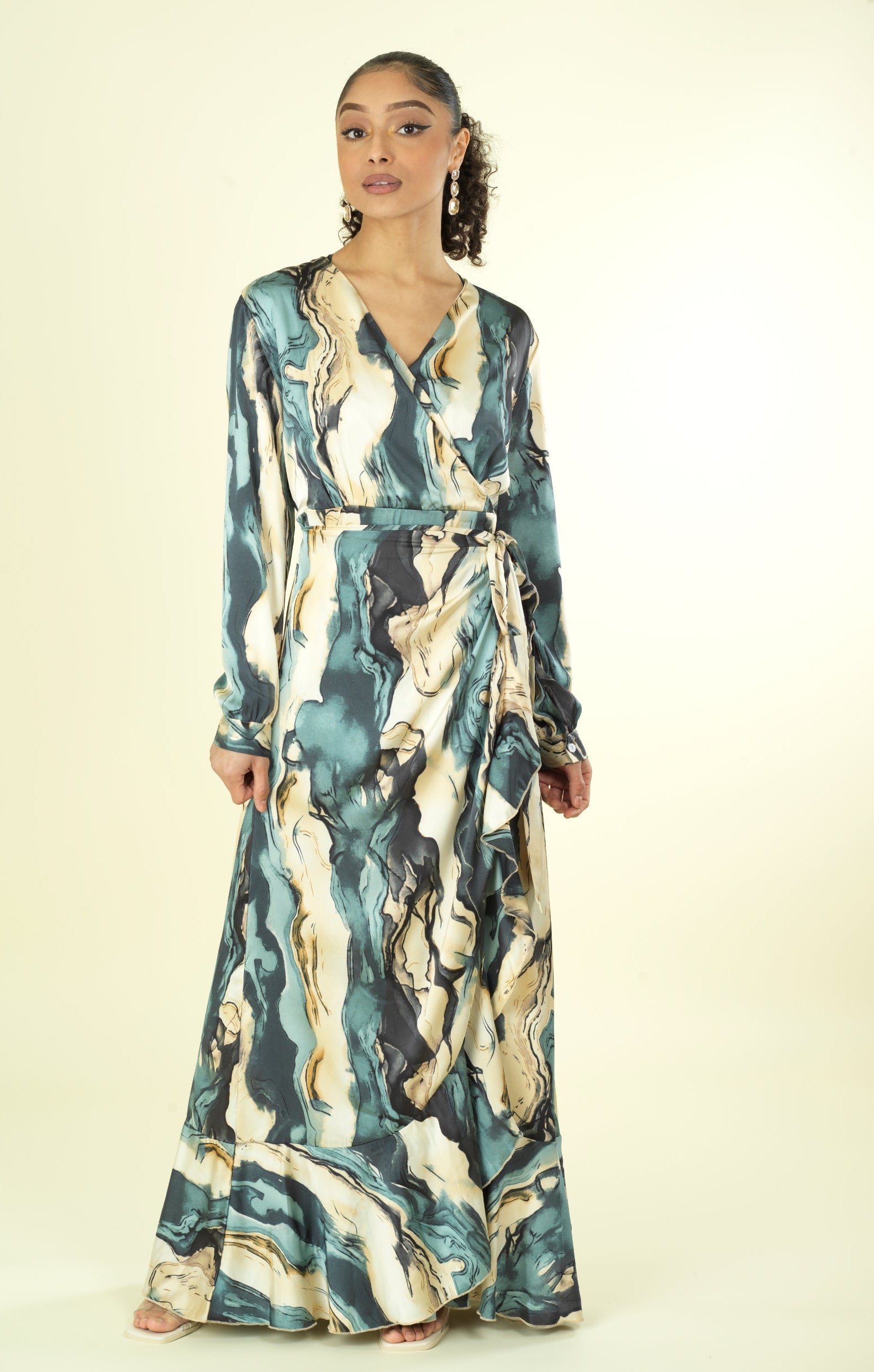 The waterfall satin wrapped maxi dress Kabayare