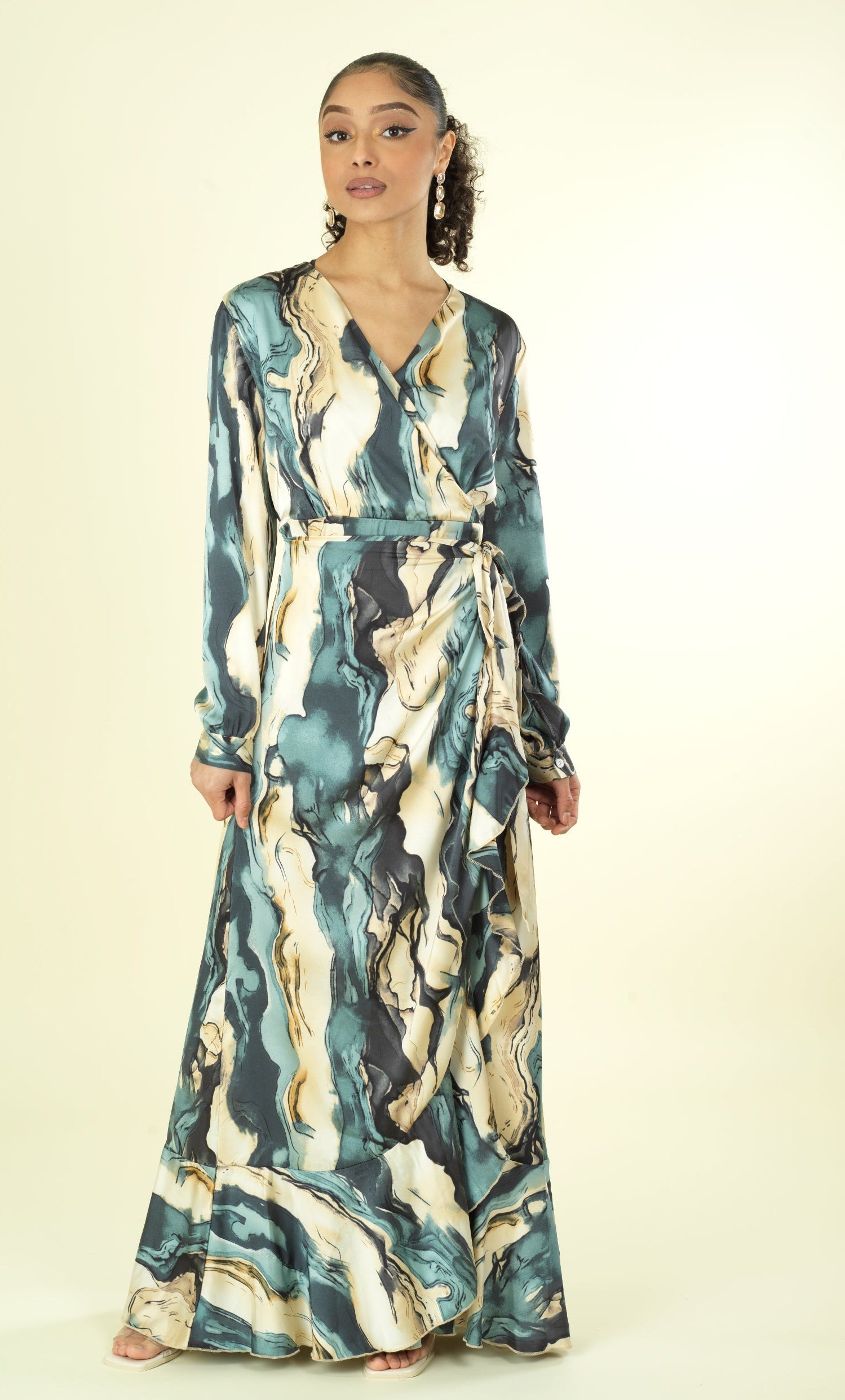The waterfall satin wrapped maxi dress Kabayare