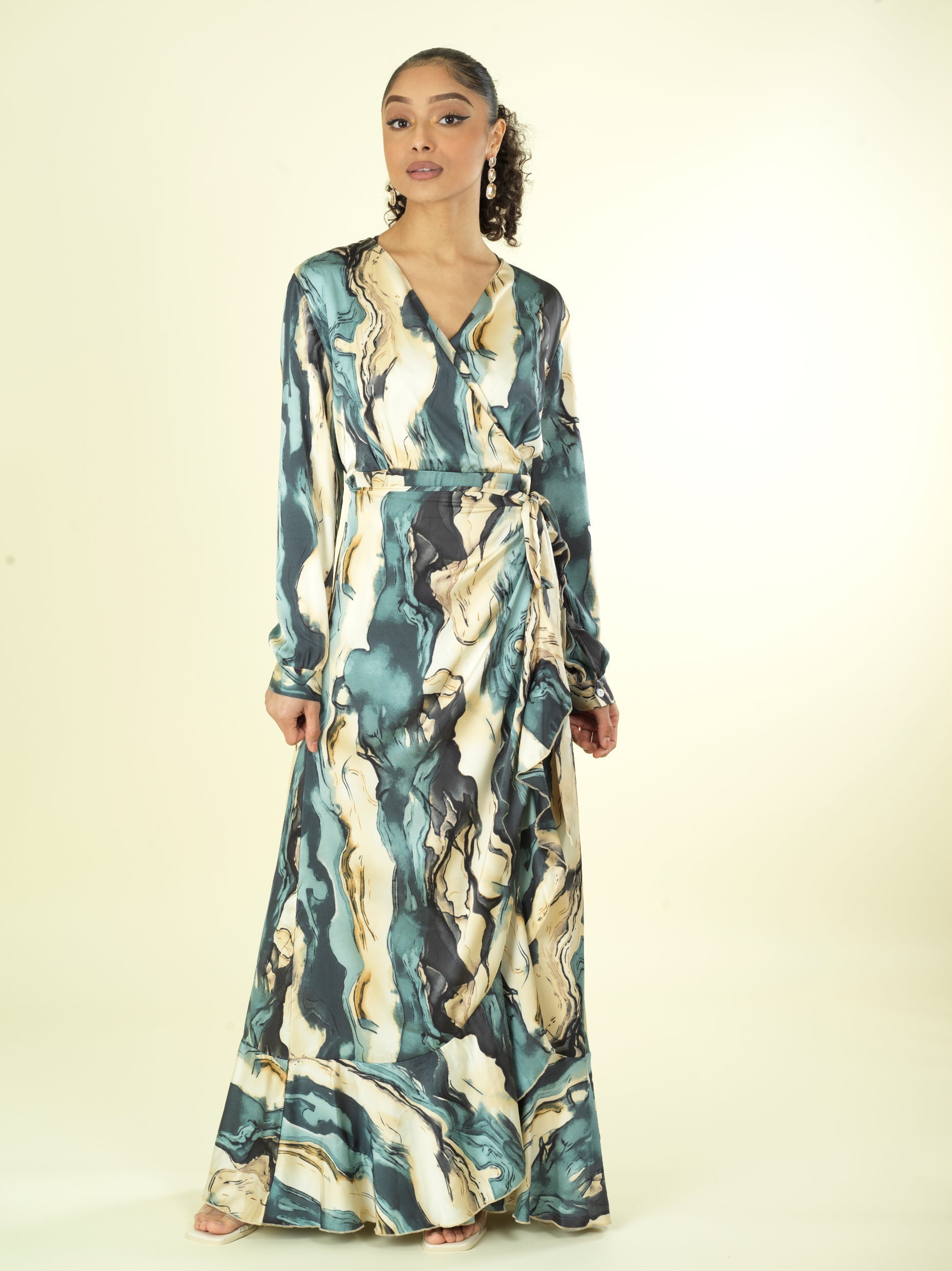 The waterfall satin wrapped maxi dress Kabayare