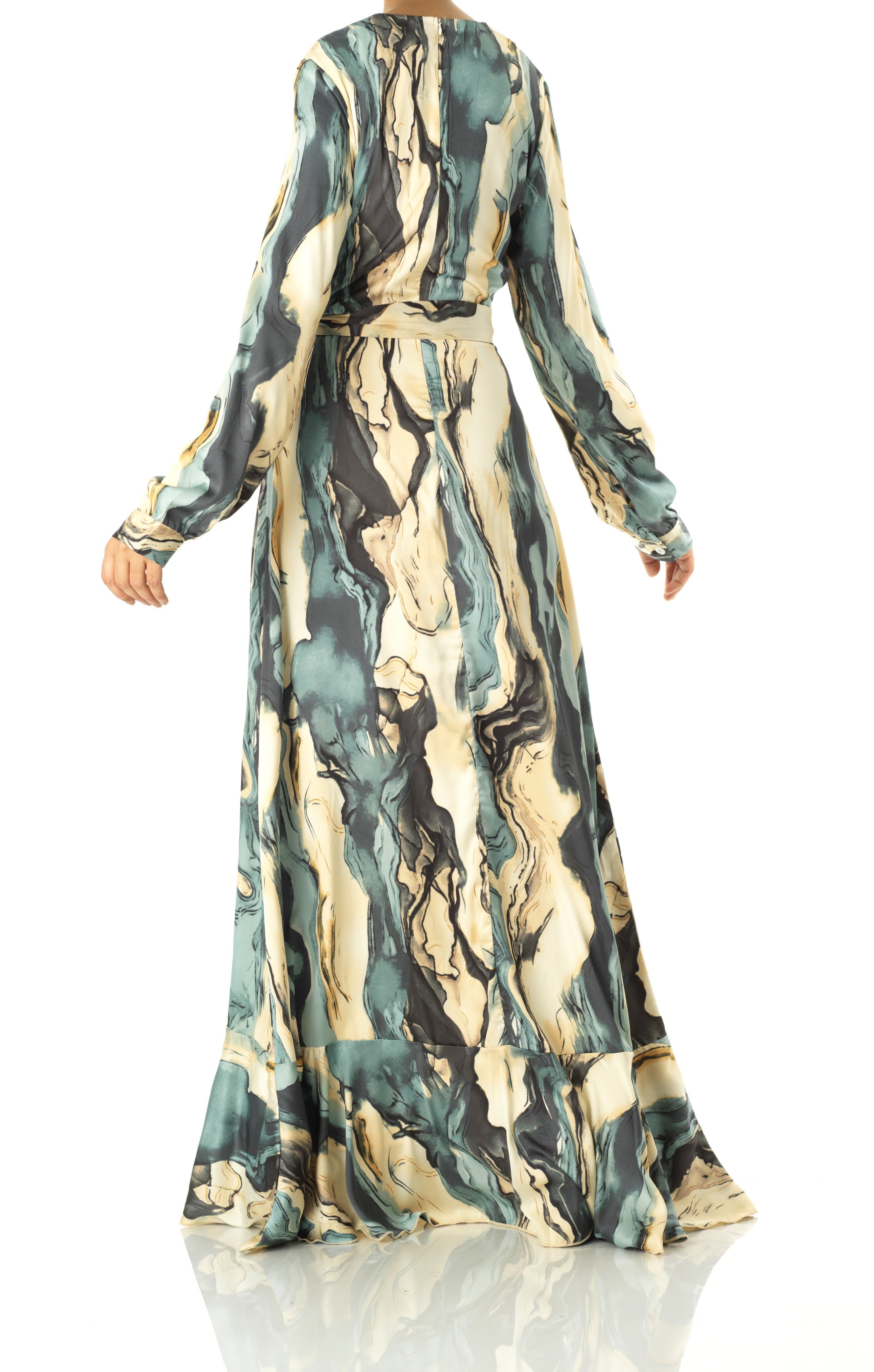 The waterfall satin wrapped maxi dress Kabayare