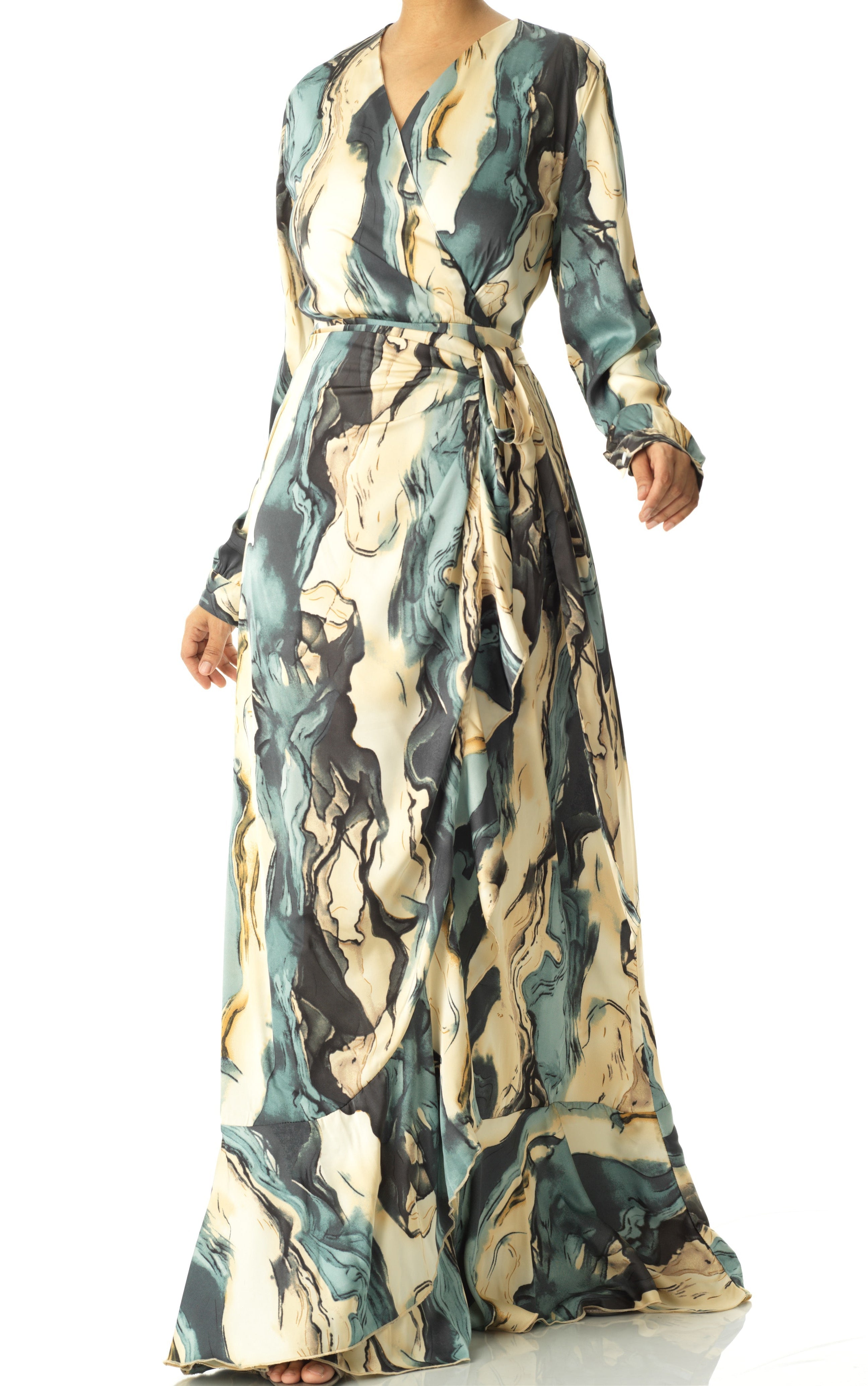 The waterfall satin wrapped maxi dress Kabayare