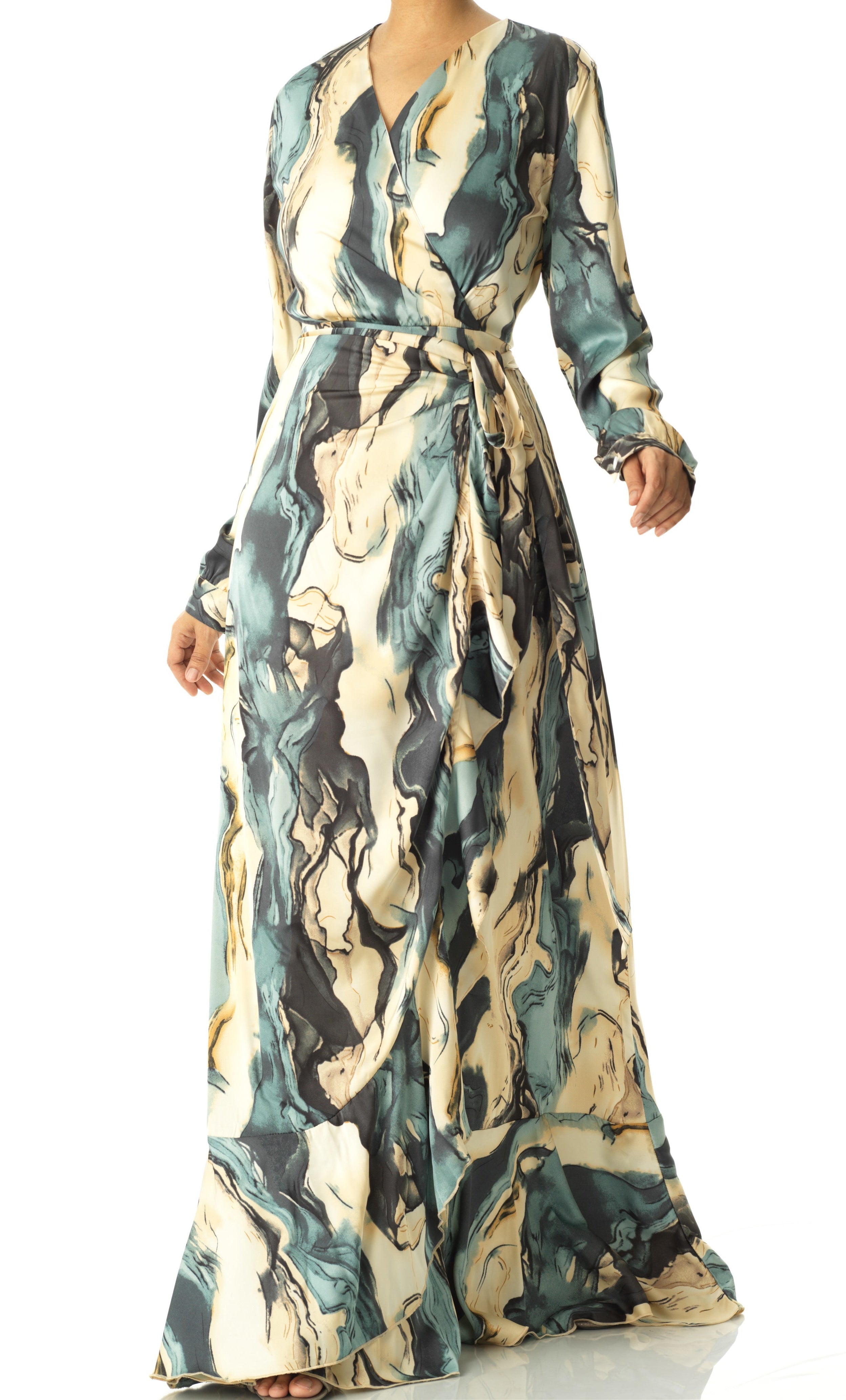 The waterfall satin wrapped maxi dress Kabayare