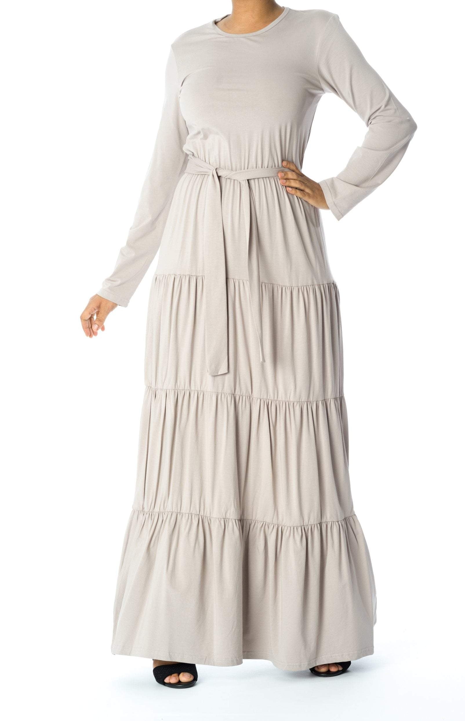 Tiered cotton long sleeve maxi dress Kabayare