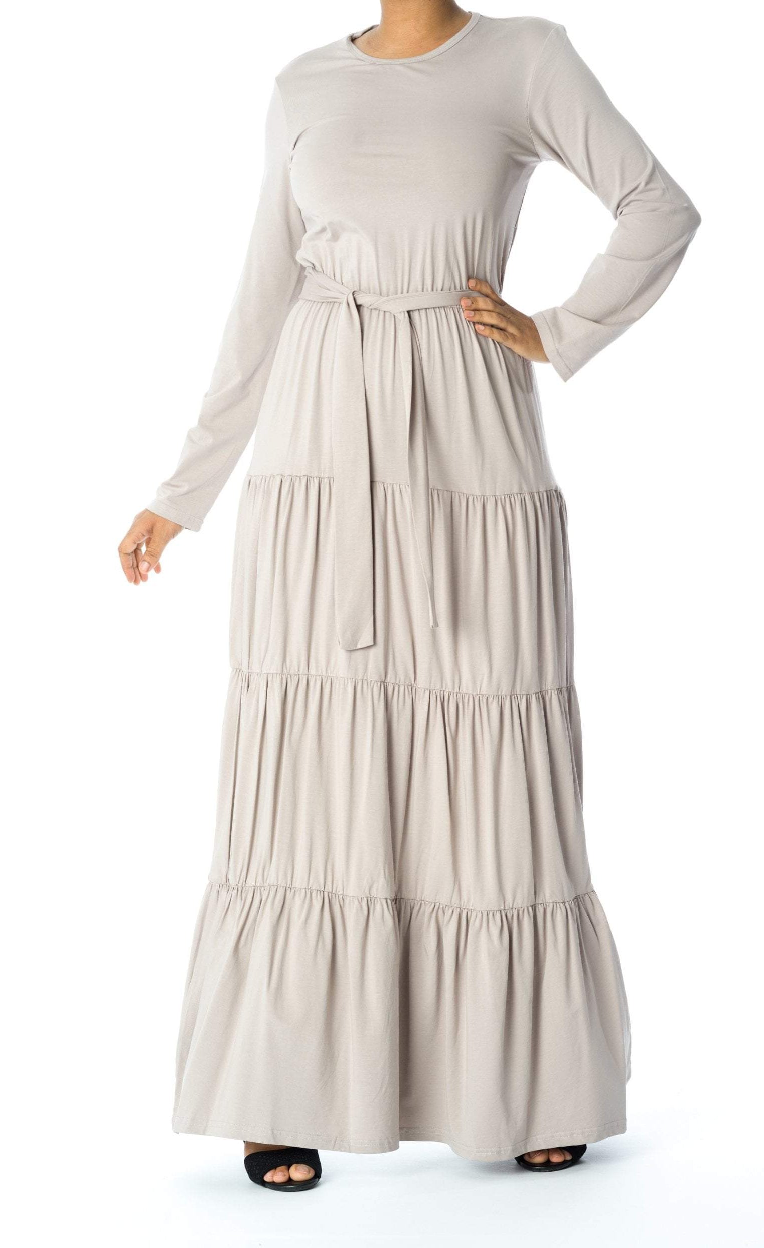 Tiered cotton long sleeve maxi dress Kabayare