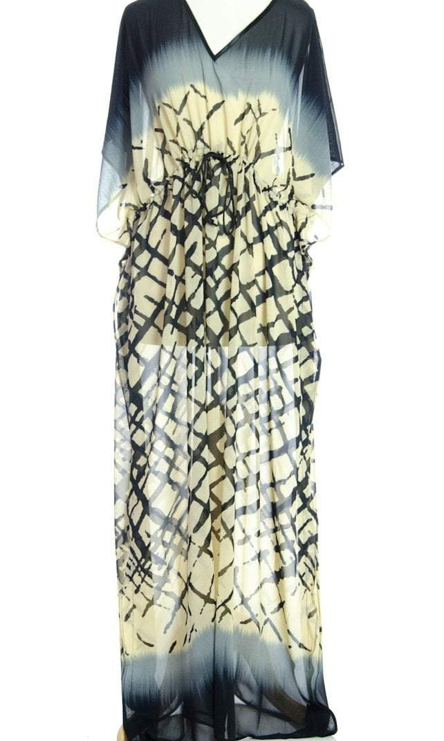 Tonal Print Kimono Maxi Dress Kabayare
