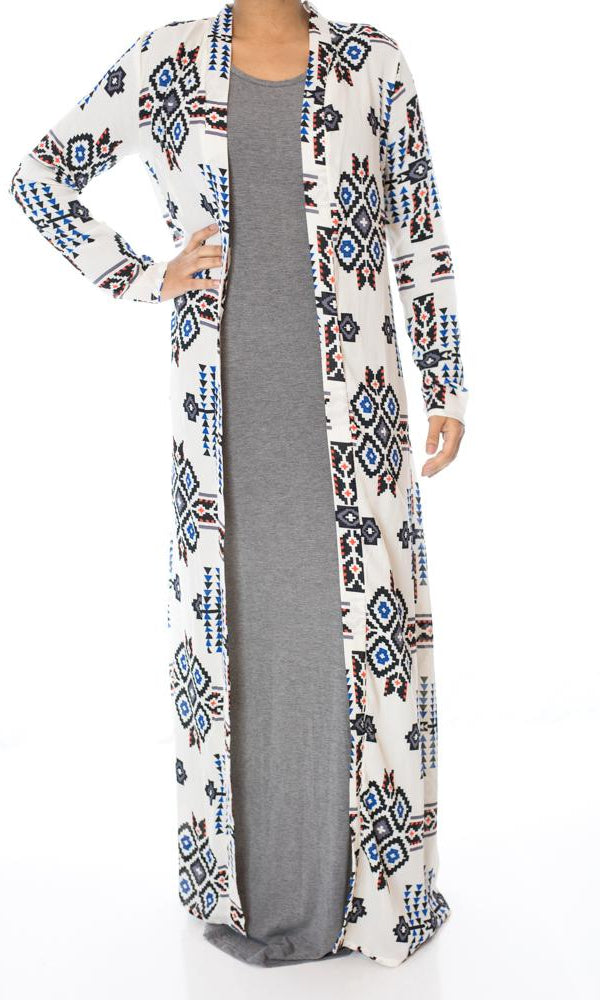 Tribal Print Maxi Cardigan Kabayare