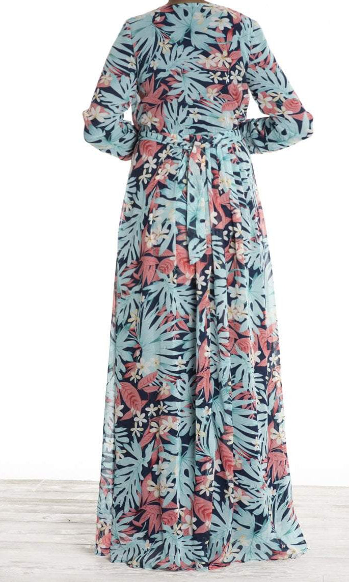 tropical print chiffon dress Kabayare