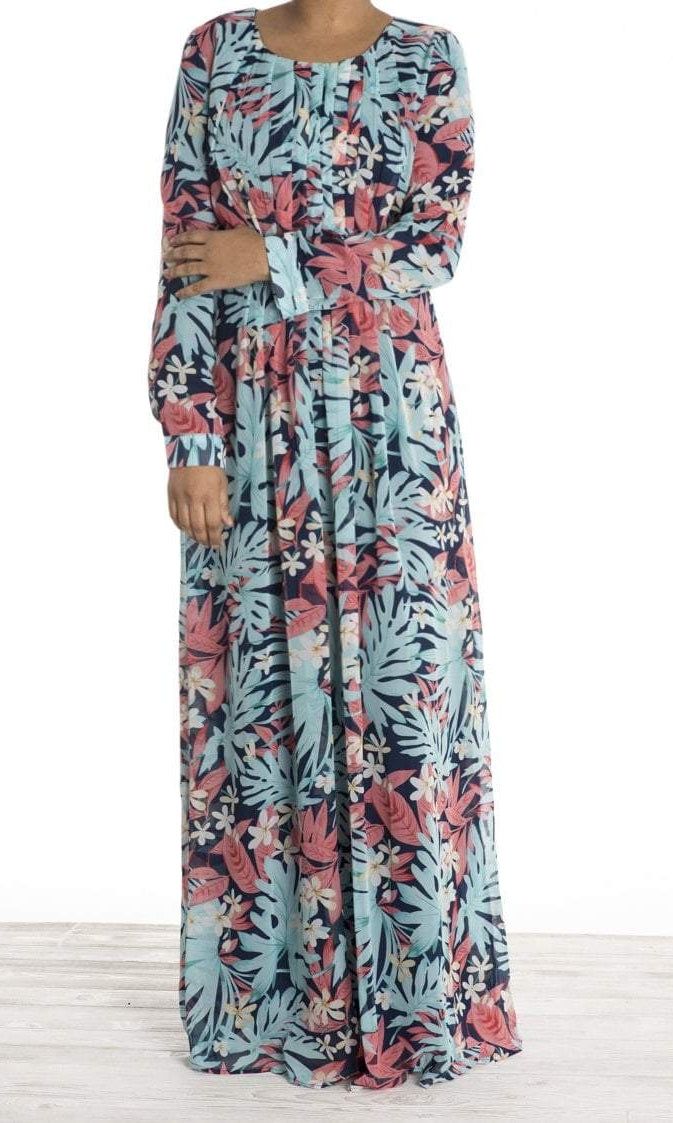 tropical print chiffon dress Kabayare