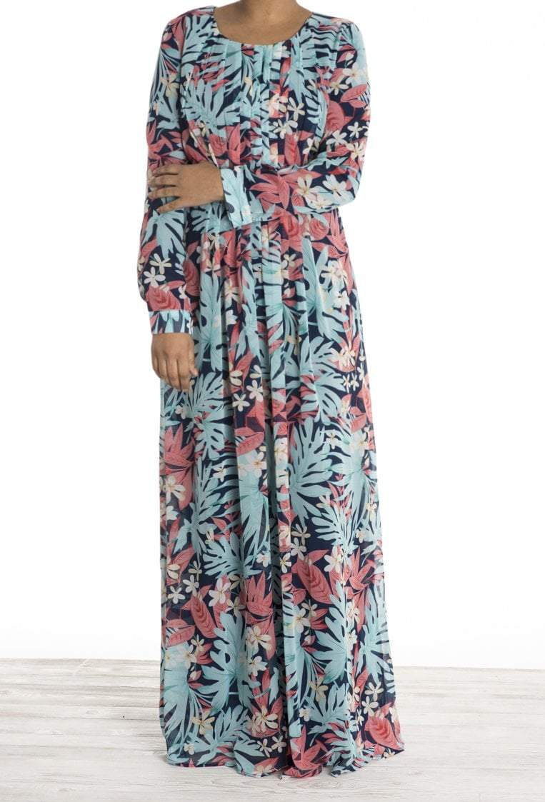 tropical print chiffon dress Kabayare