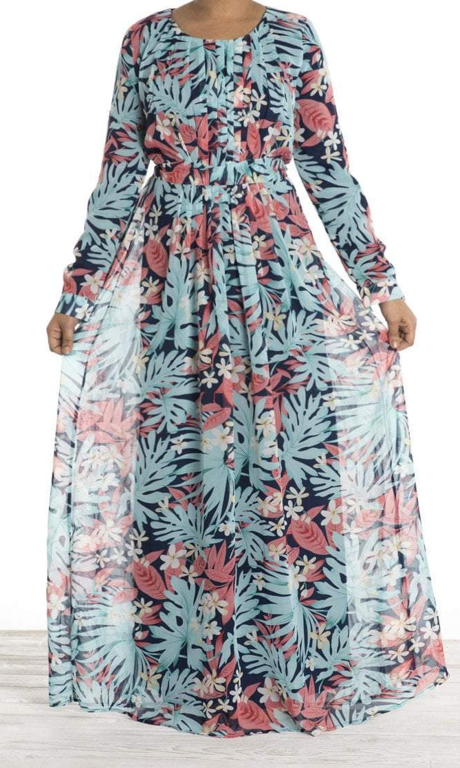tropical print chiffon dress Kabayare
