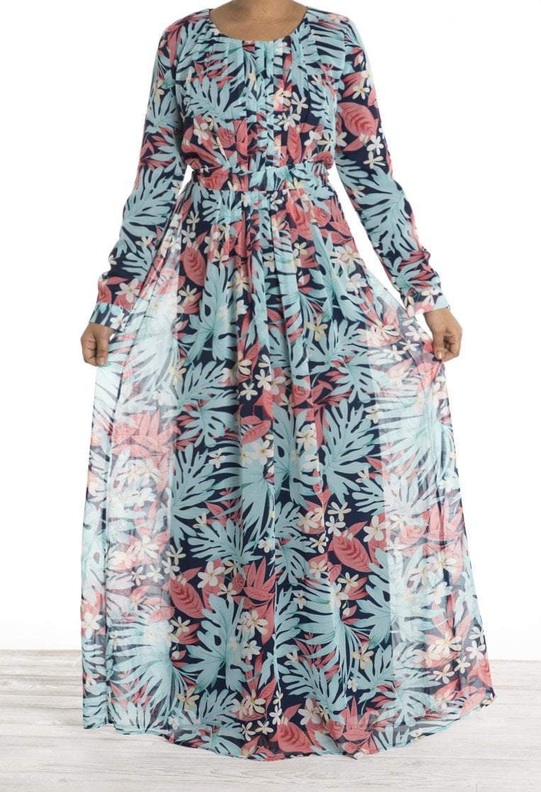 tropical print chiffon dress Kabayare