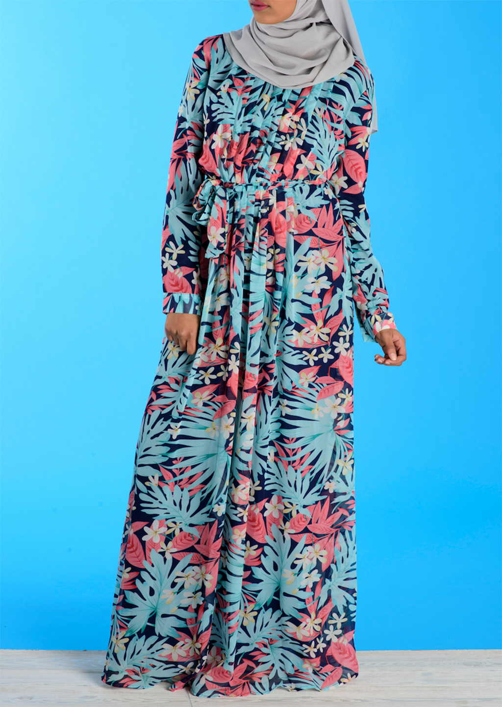 tropical print chiffon dress Kabayare
