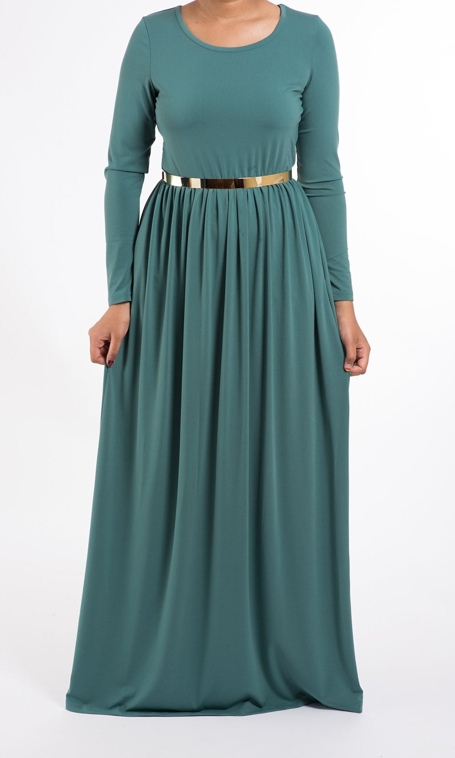 turquoise Milk Silk Maxi Dress / Pockets Kabayare