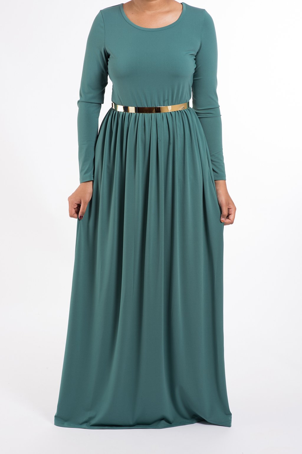 turquoise Milk Silk Maxi Dress / Pockets Kabayare