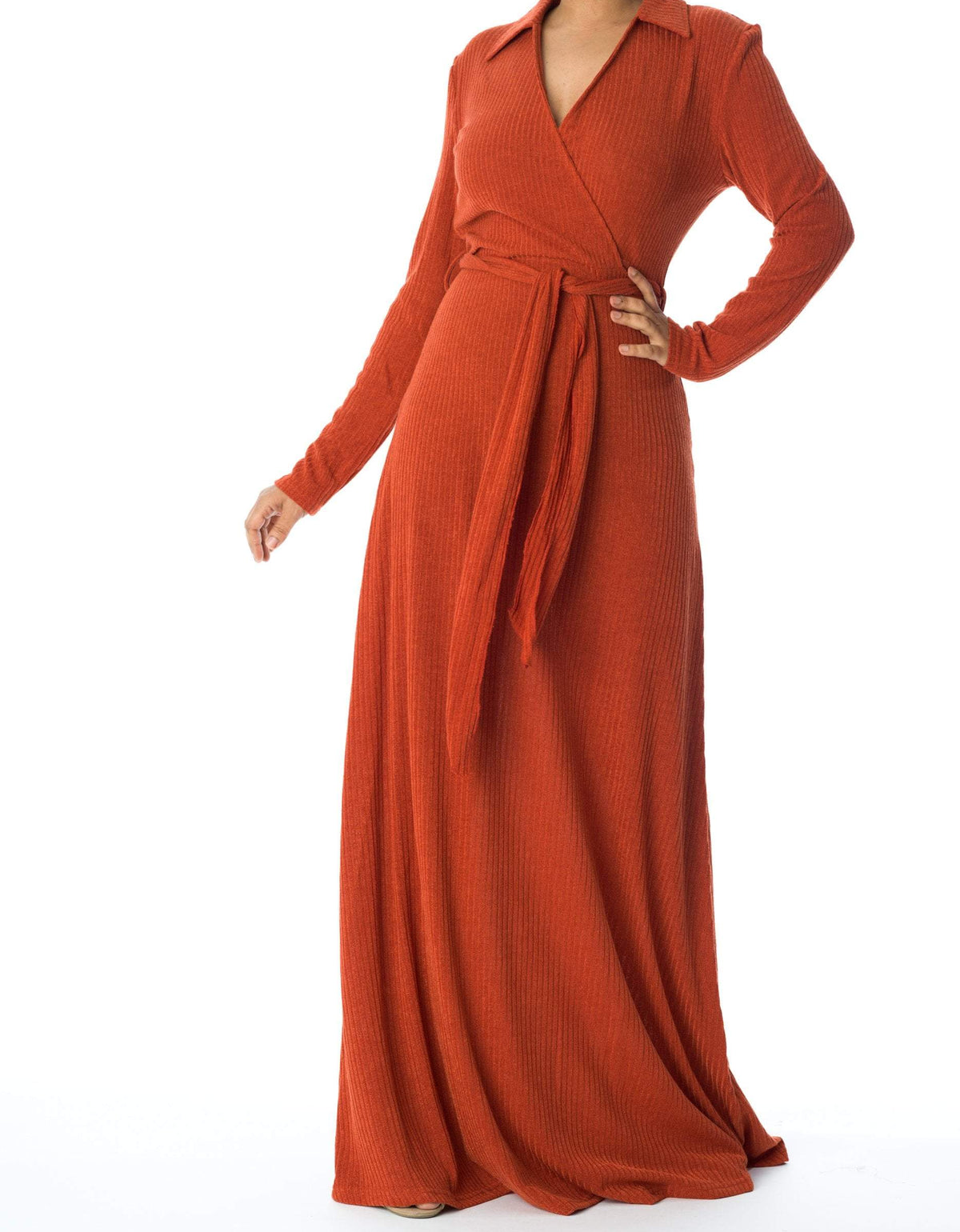 V-neck ribbed sweater dress Kabayare