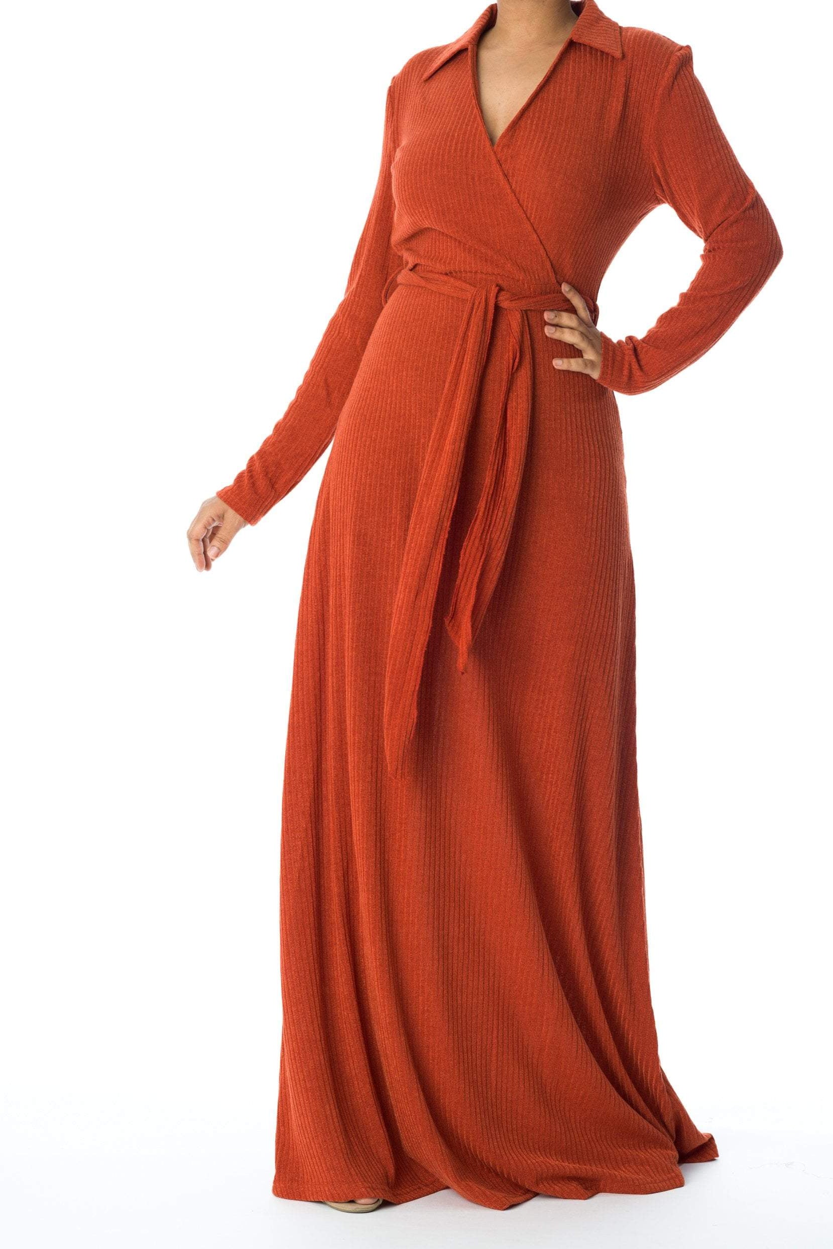 V-neck ribbed sweater dress Kabayare