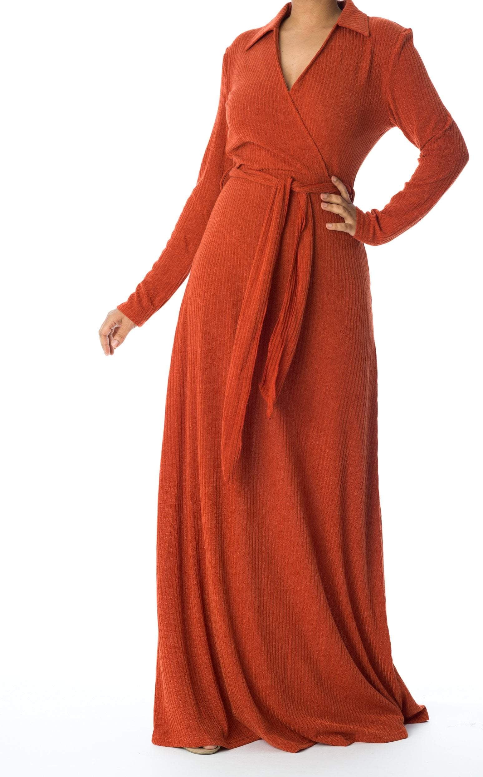 V-neck ribbed sweater dress Kabayare