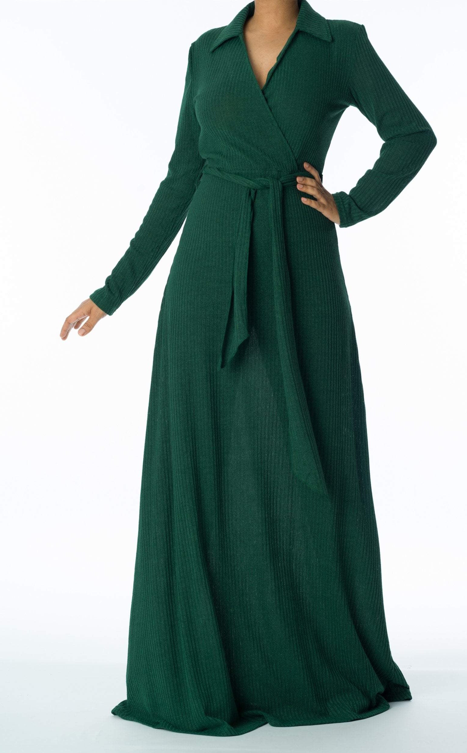 V-neck ribbed sweater dress Kabayare